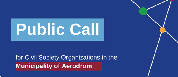 Public Call banner with network lines; for Civil Society Organizations in Aerodrom.