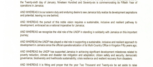 UNDP Day Proclamation issued by Kings House