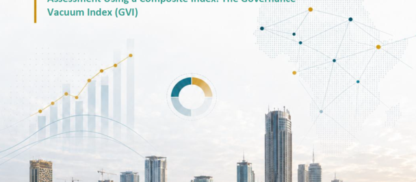 Cover of a report: city skyline with blue network overlay on urbanization in West Africa.