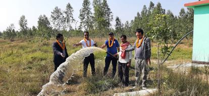 people with pump water