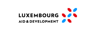 Luxembourg Aid &amp; Development logo with a multicolored star motif.