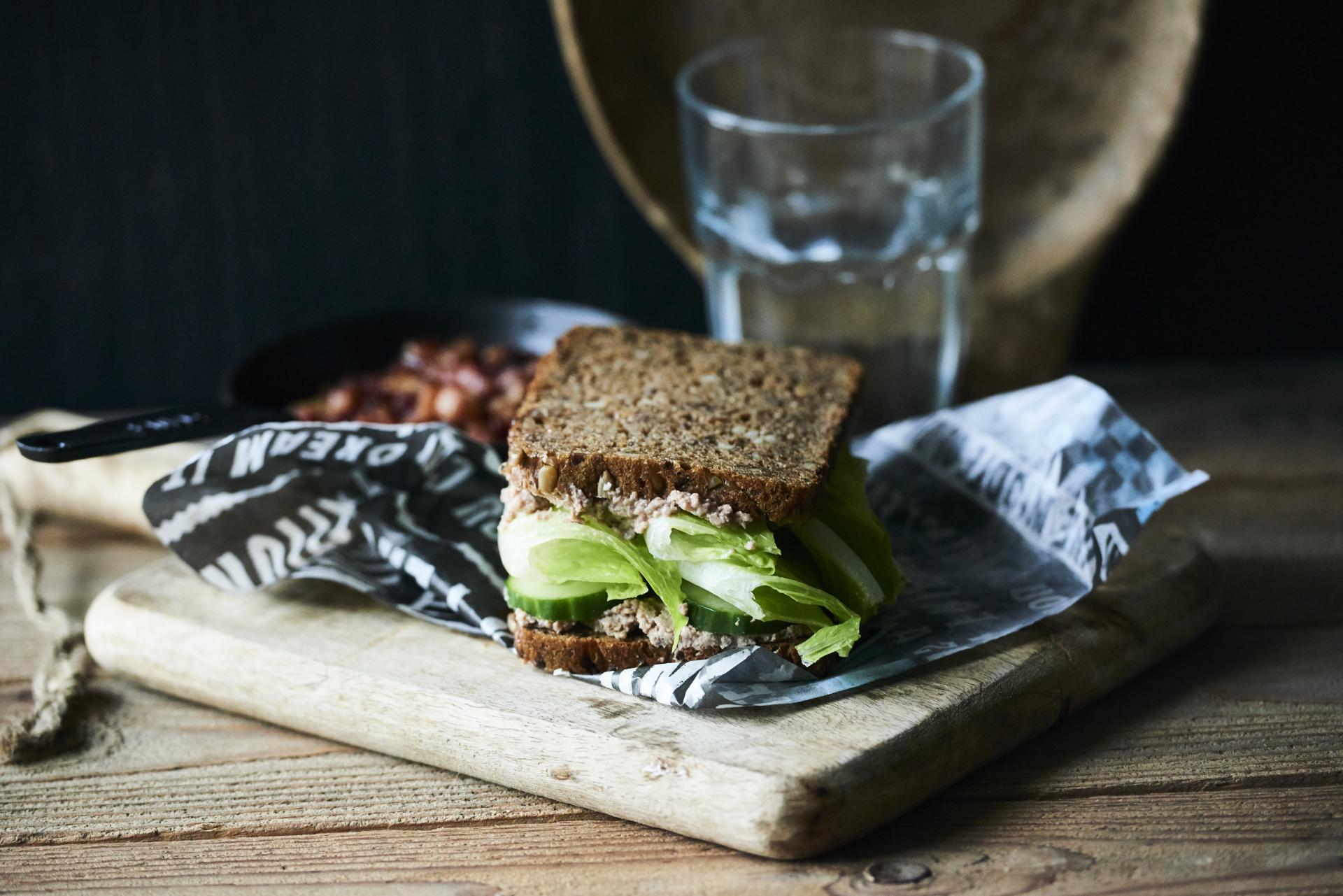 sandwich with dark background