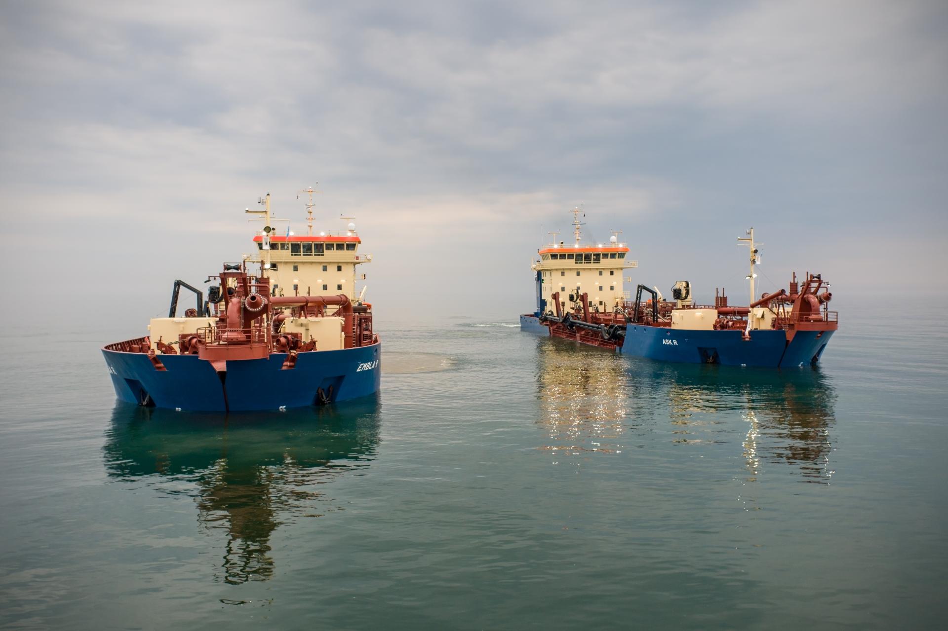 Two ships on water