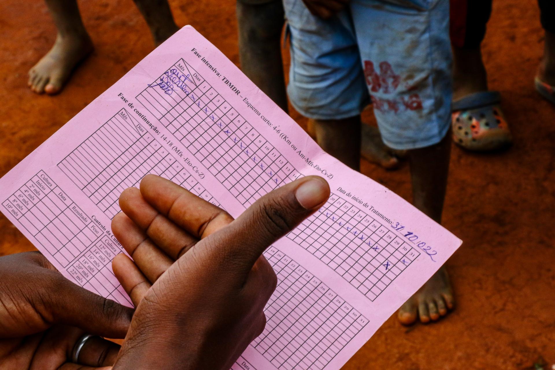 Closeup of health paperwork.