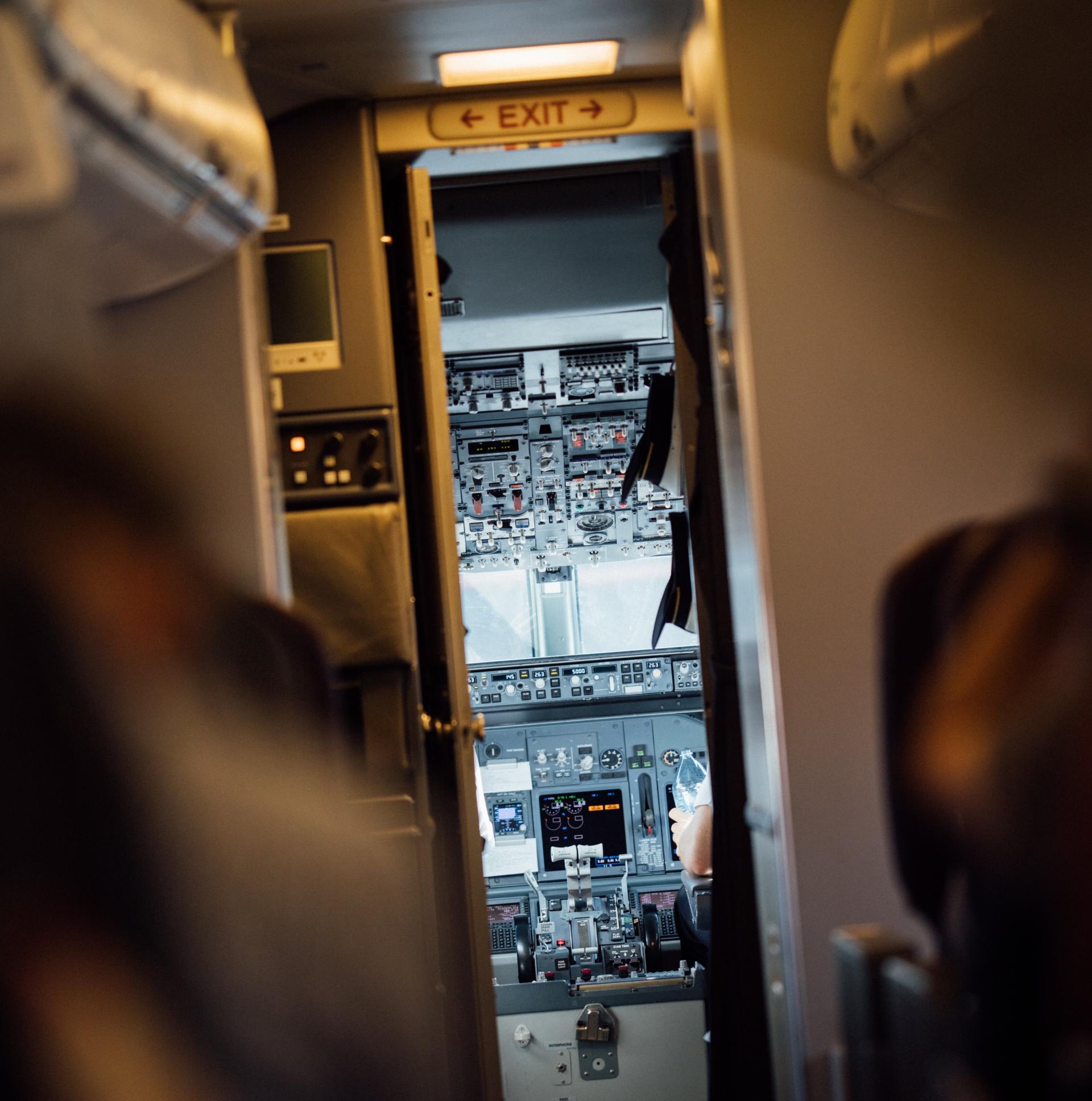 view into a cockpit of a plance