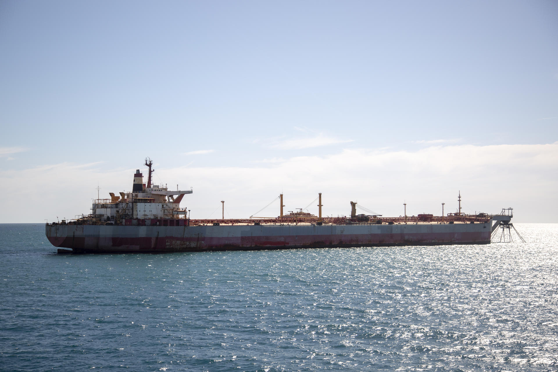 FSO Safer supertanker as seen from the Ndeavor salvage vessel, May 30, 2023