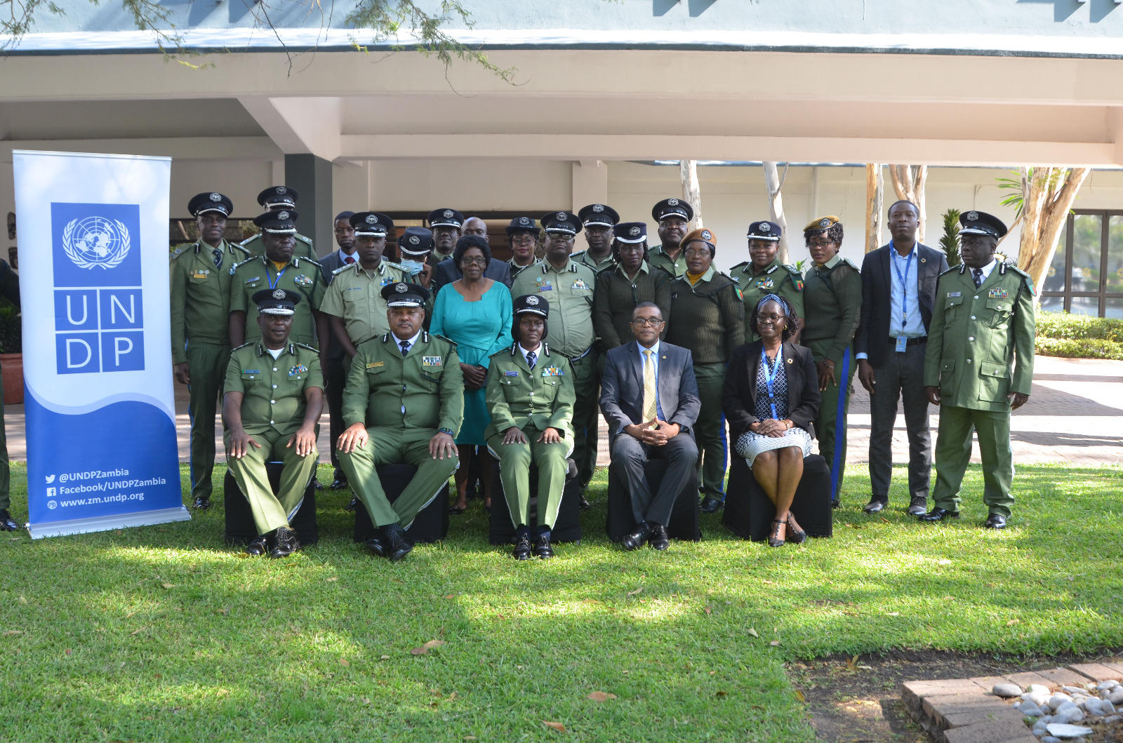 Resident Representative, James Wakiaga and the Project Coordinator for the GRZ-UN joint Programme on GBV joined by police officials