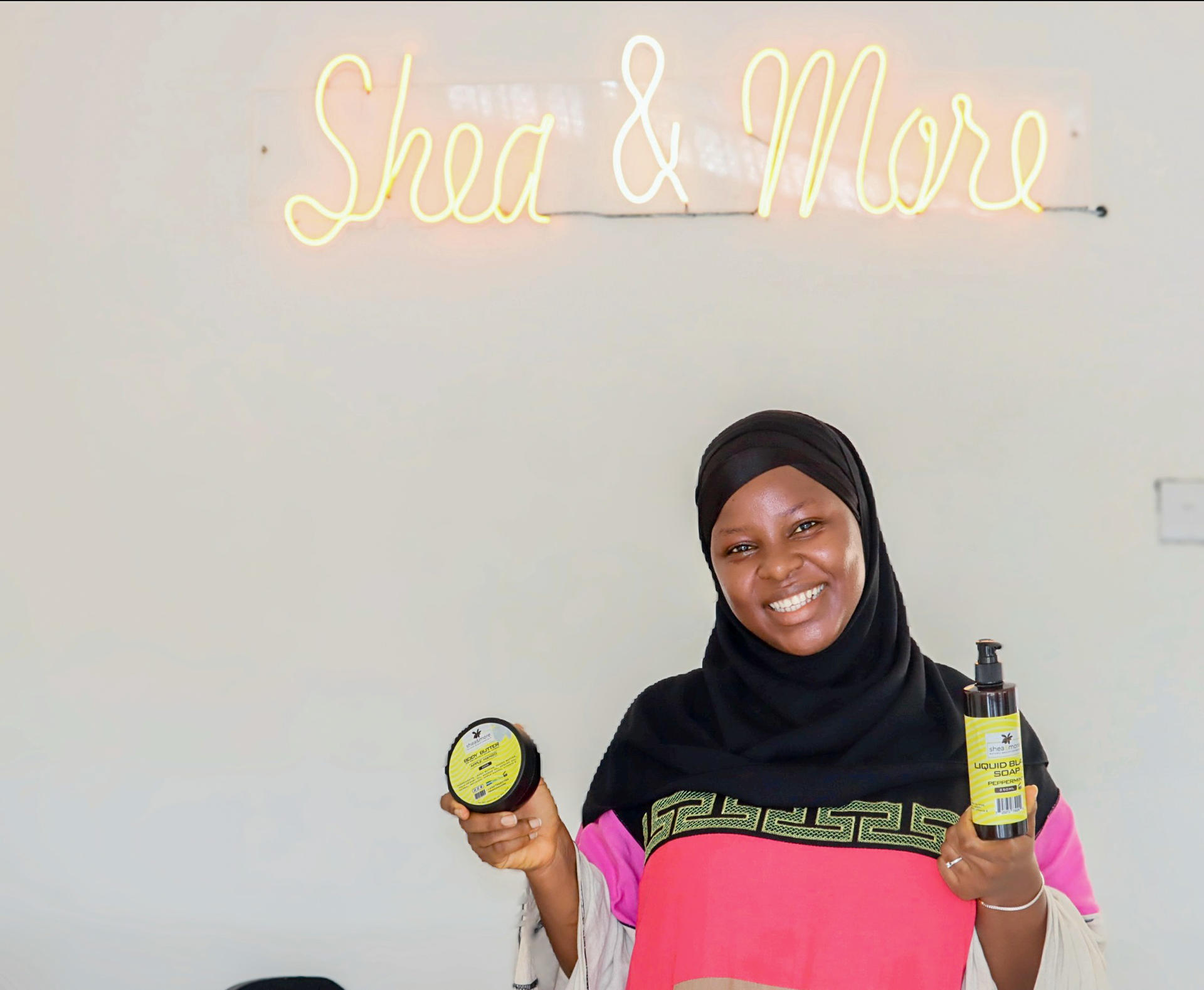 Haja Dalanda Massally,   in her new Shea & More Naturals showroom 