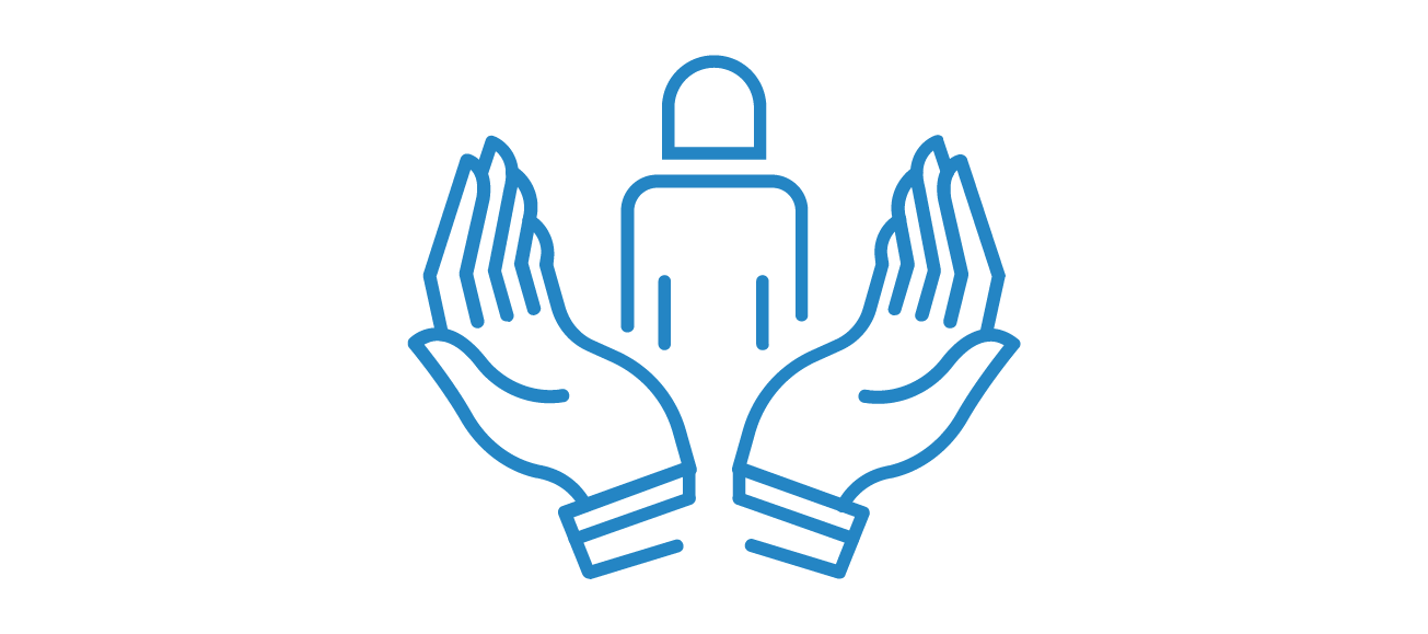 A picture of two hands holding a person