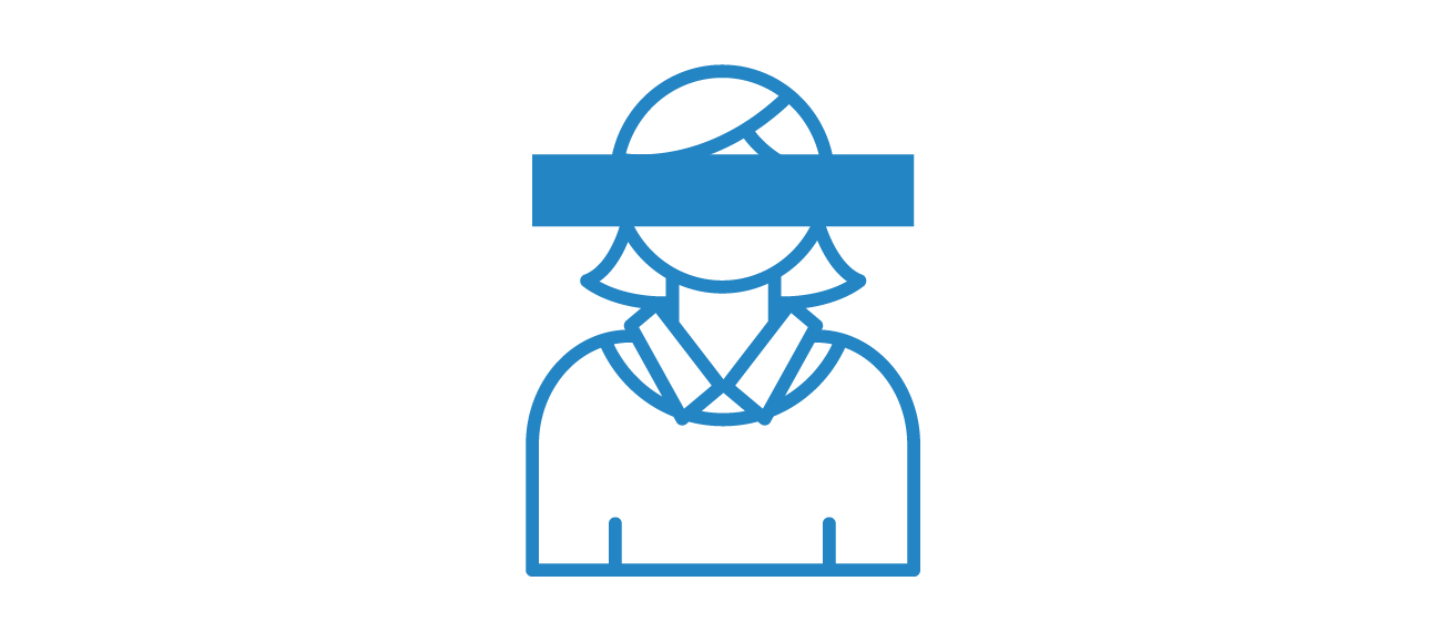 A picture of a profile with eyes crossed out icon