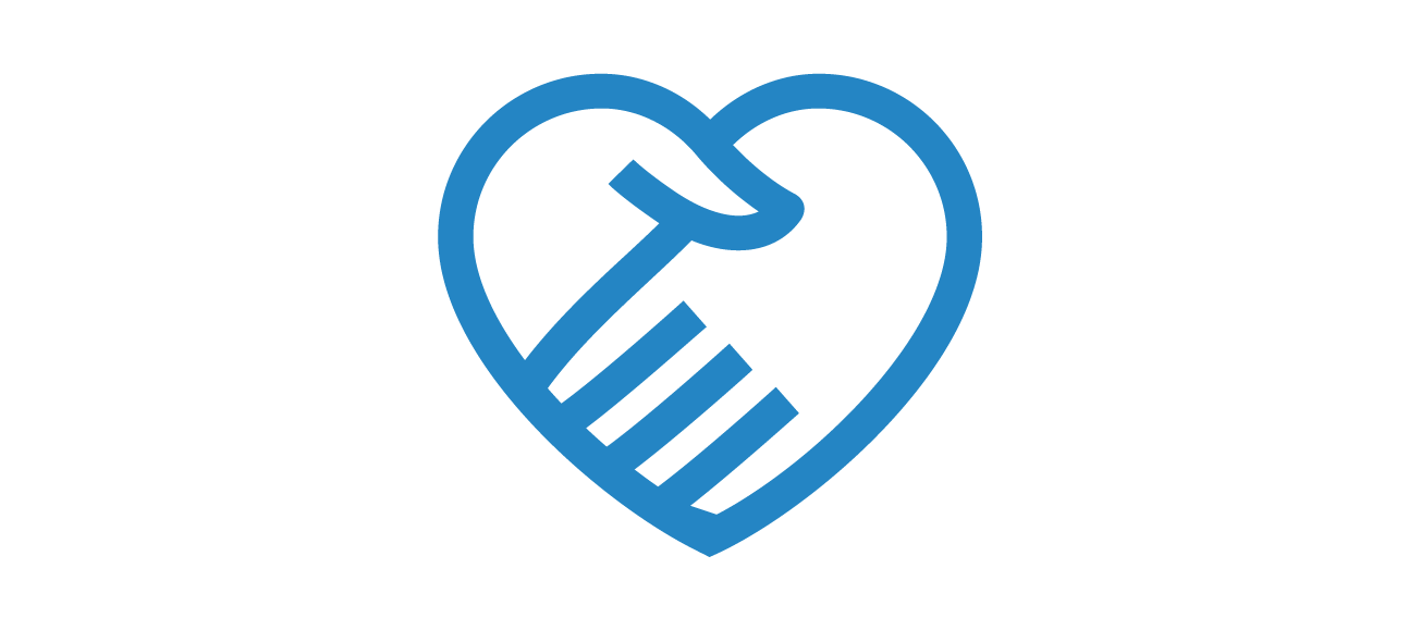 A picture of a two hands inside a heart shaking icon