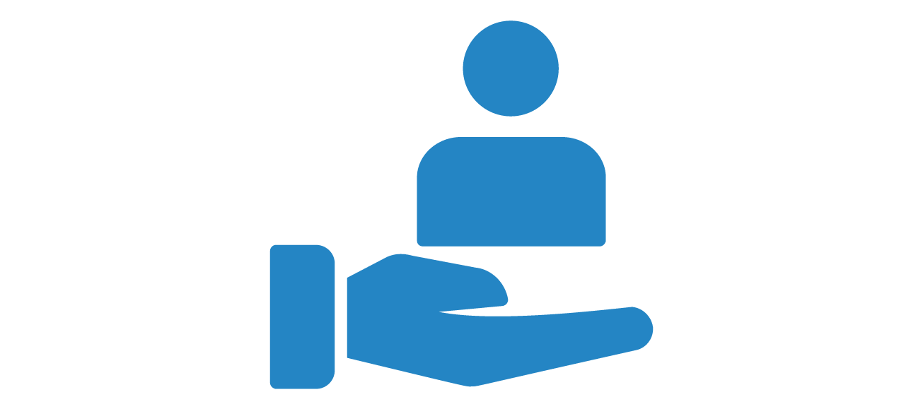 A picture of a hand holding person profile icon