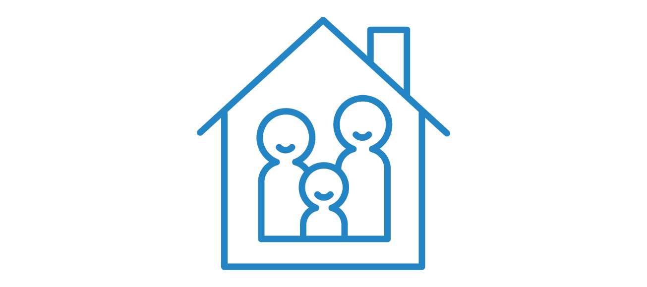 A picture of a family inside house icon
