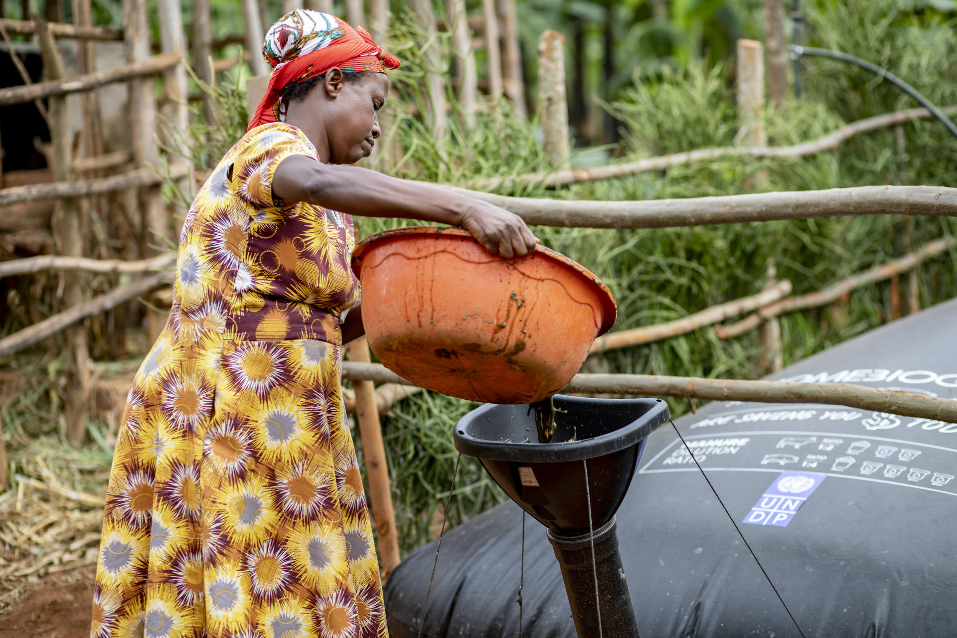 woman pouring organic waste