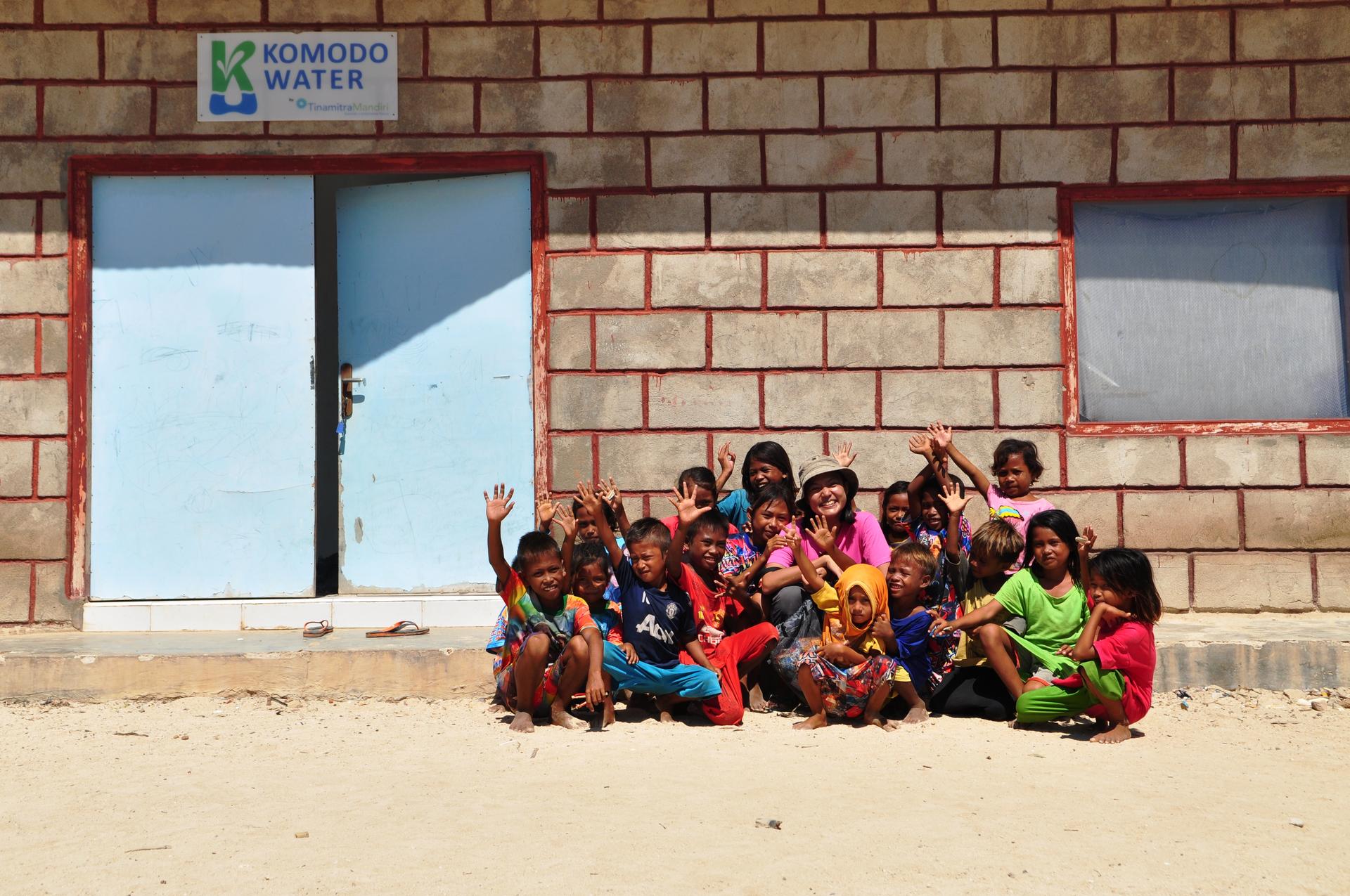 Shana Fatina, Founder and CEO of Komodo Water with Papagarang Island Children    