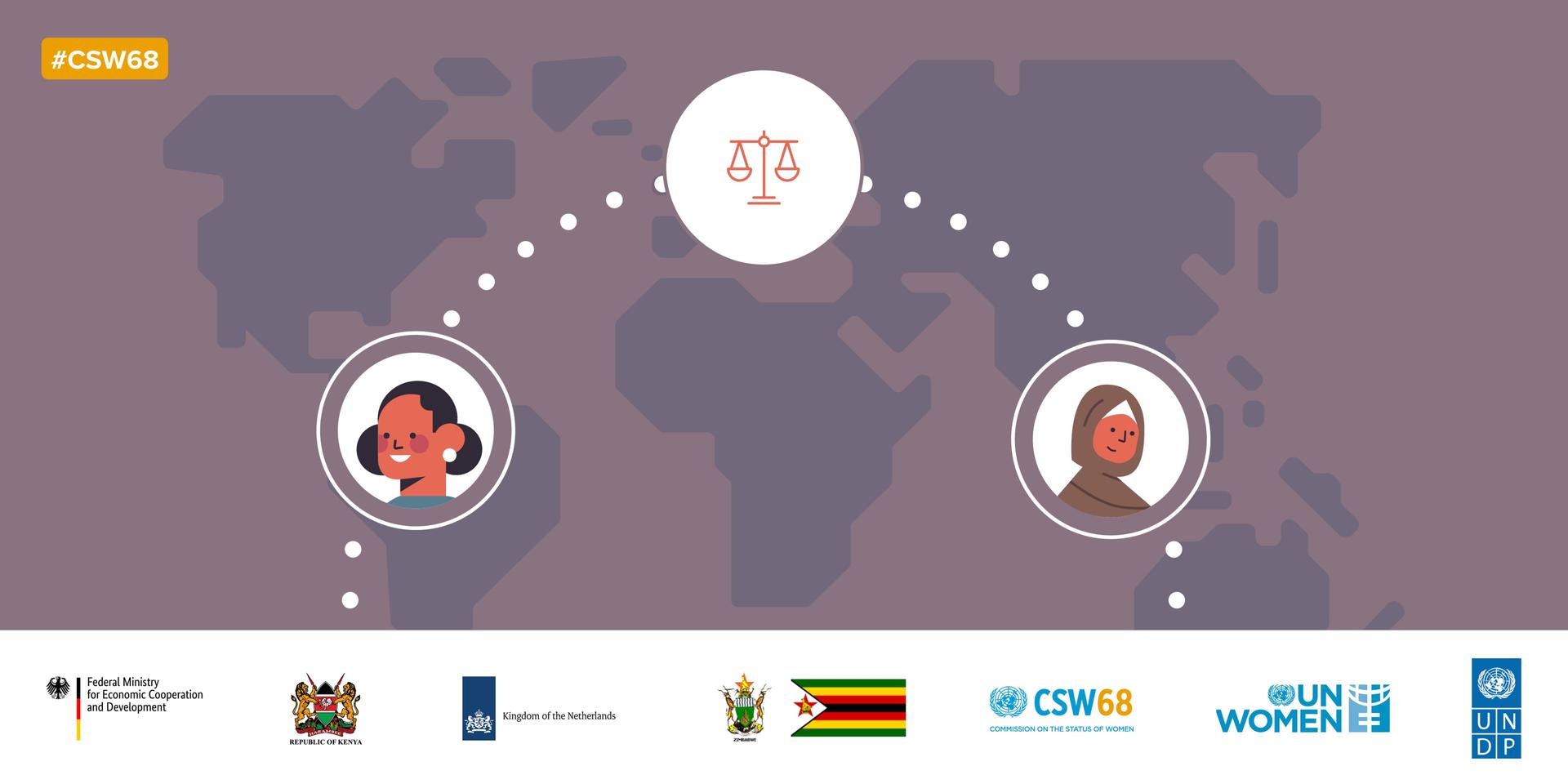 CSW68 side event card with logos_ Women in justice in Africa