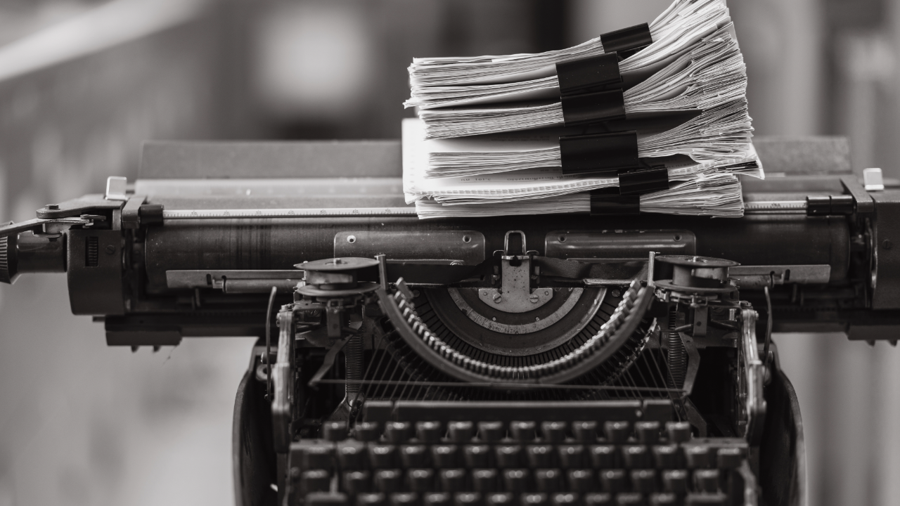 a close up of a typewriter