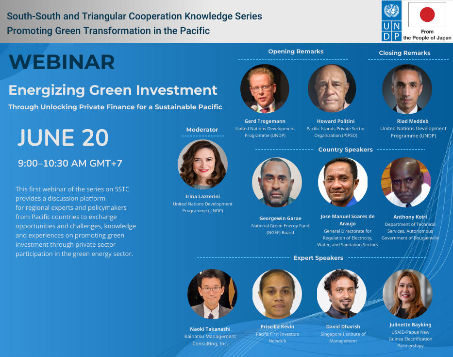 Webinar on Energizing Green Investment through Unlocking Private Finance for a Sustainable Pacific