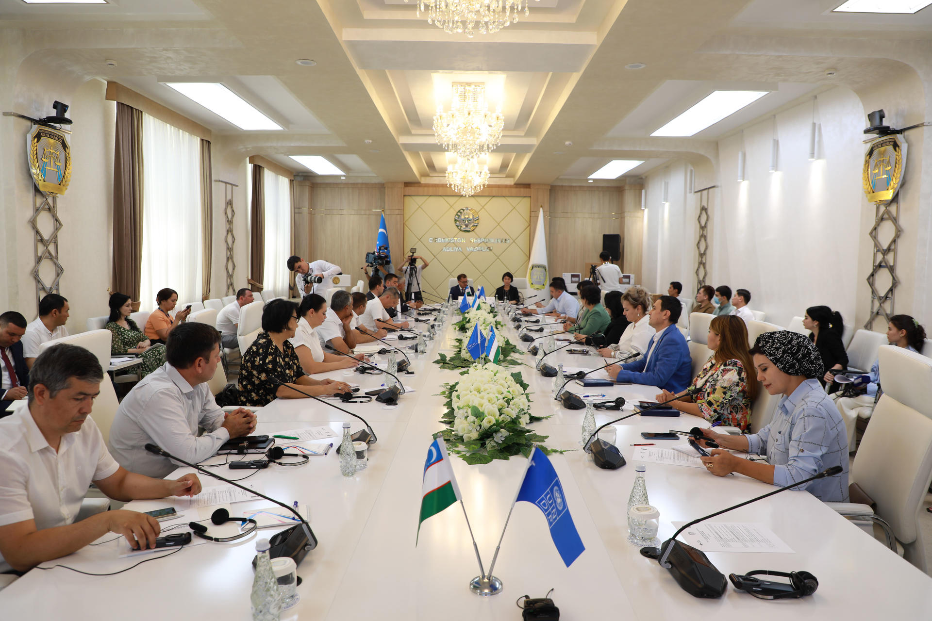 a group of people sitting at a table