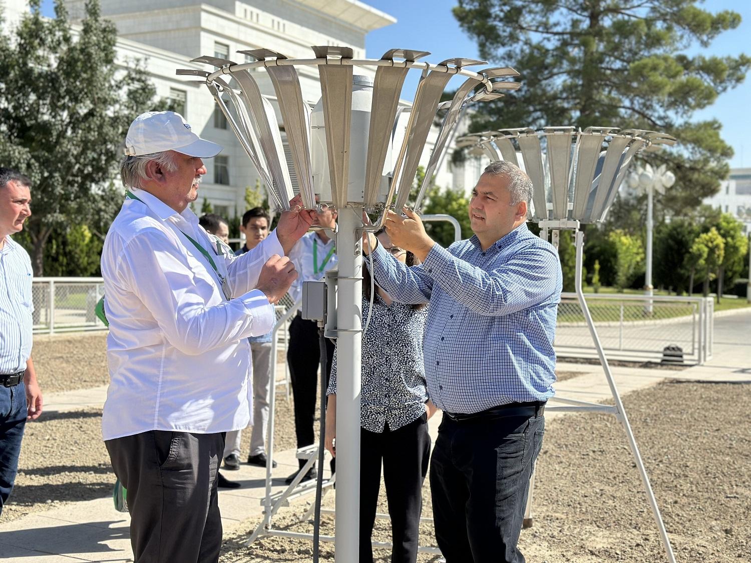a group of people standing in a park
