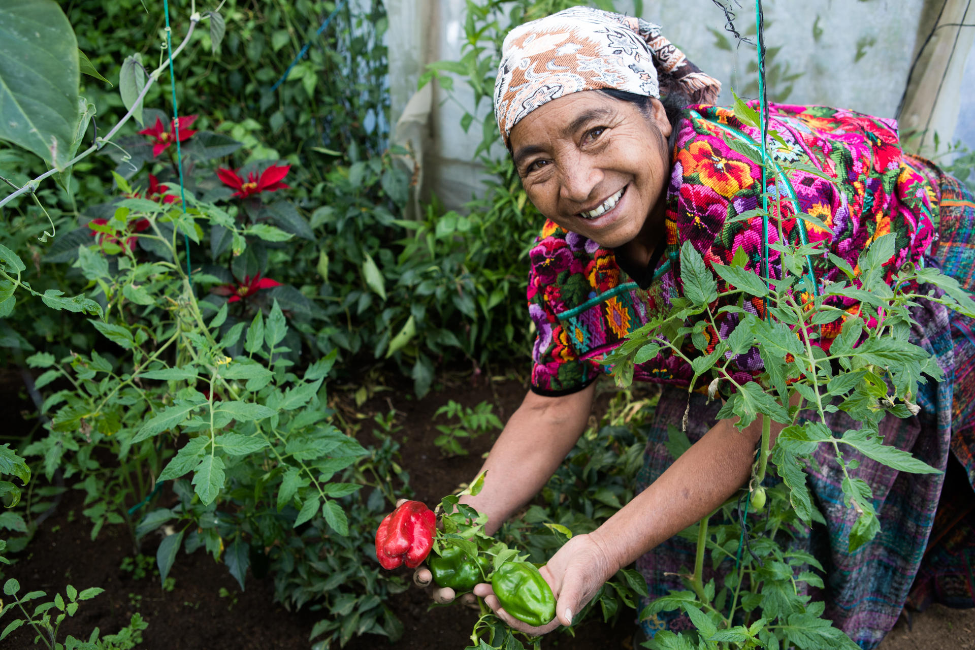 una niña de pie en un jardín