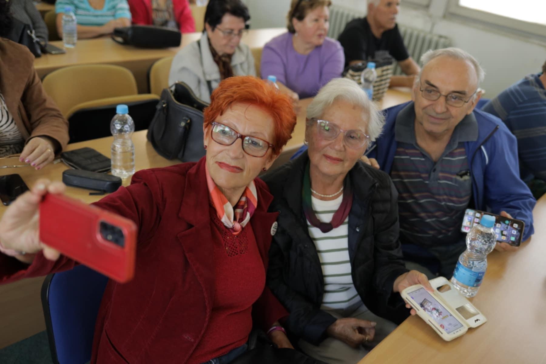 a group of people sitting at a table
