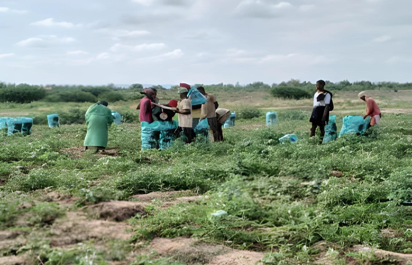 a group of people in a field