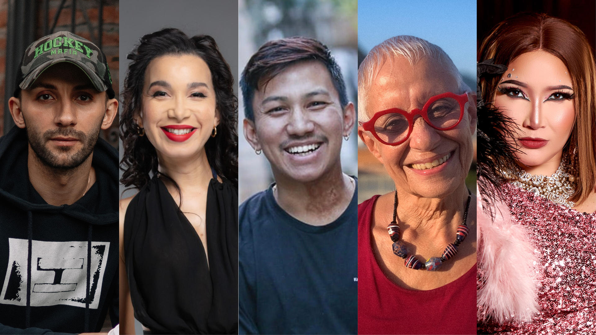 A portrait of 5 people posing for the camera