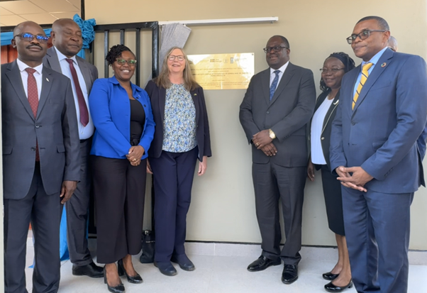 An image of the Resident Representative with the dignitaries from the Government of Zambia, the Governments of Ireland and Sweden, and UNDP Chief Justice Mumba Malila SC