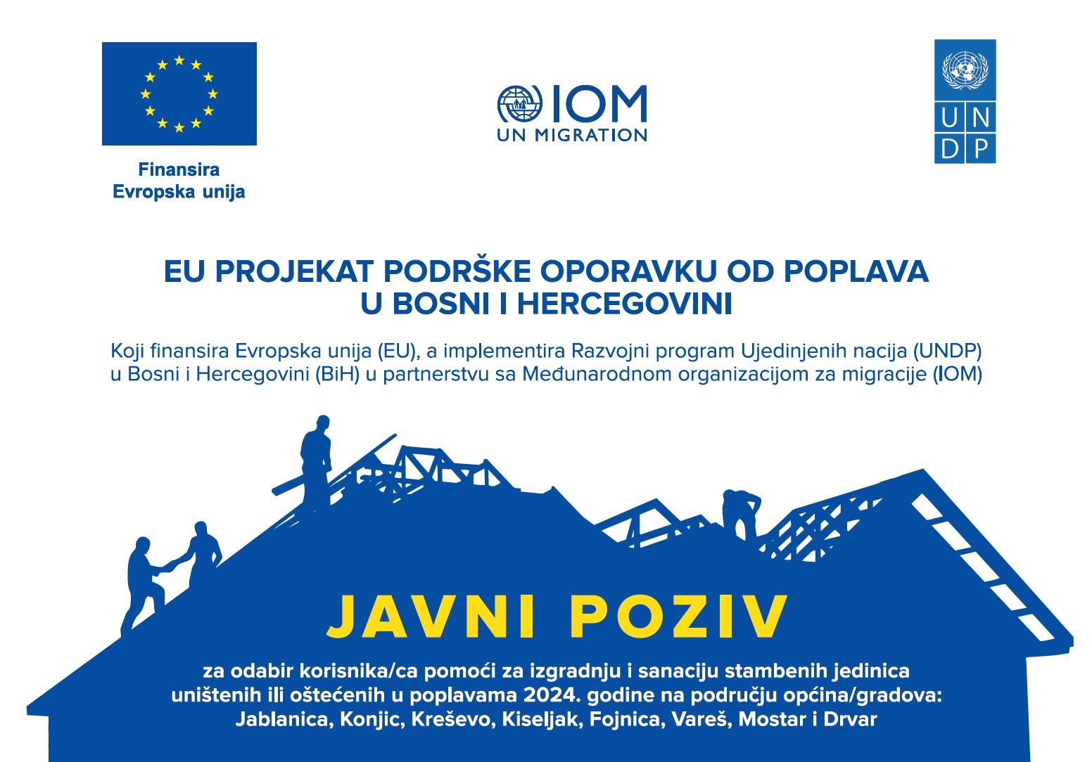 EU project support for flood recovery in Bosnia and Herzegovina; includes logos and text.