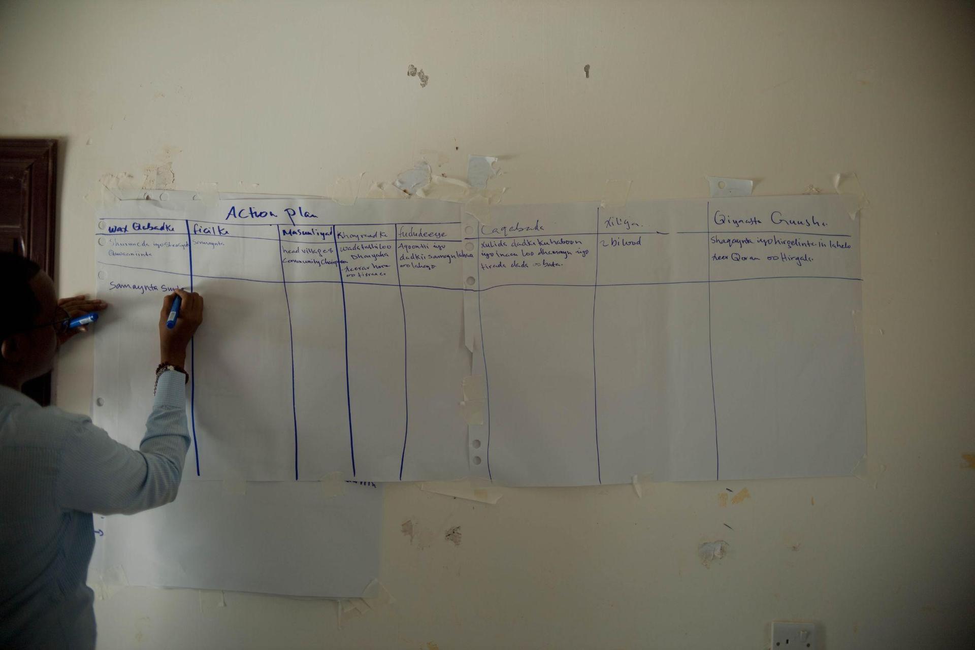 Action plan developed by the XW village members. They decided to take on six interventions: 1) Establish new rules and governance structures, 2) Developing natural pesticides, 3) Small Streams/Daagas to prevent rangeland degradation and social erosion and regenerate forests, 4) Prosopis eradication, 5) Women’s savings group and 6) Alternative livelihoods and sources of income.