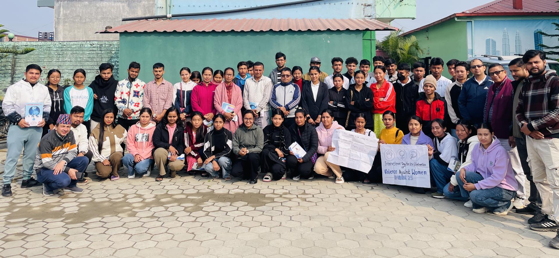 A group of young climate enthusiasts from Nepal working with local pallikas 