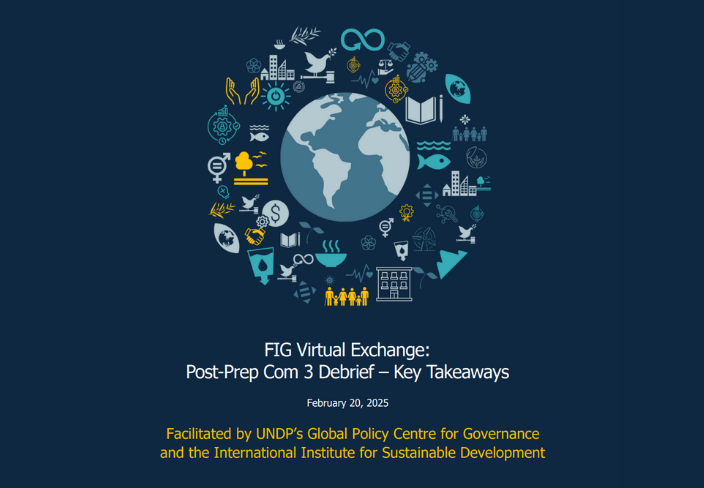 Graphic featuring a globe surrounded by various icons related to governance and sustainability.