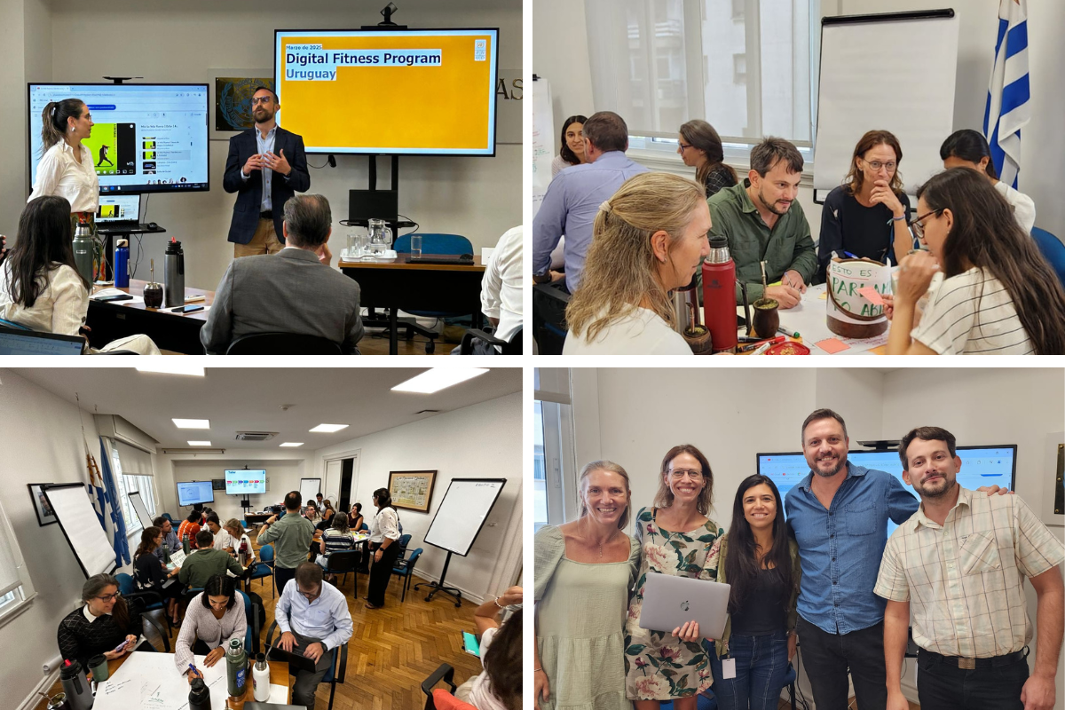 Collage of a workshop: a presenter, group discussions, team activities, and smiling participants.