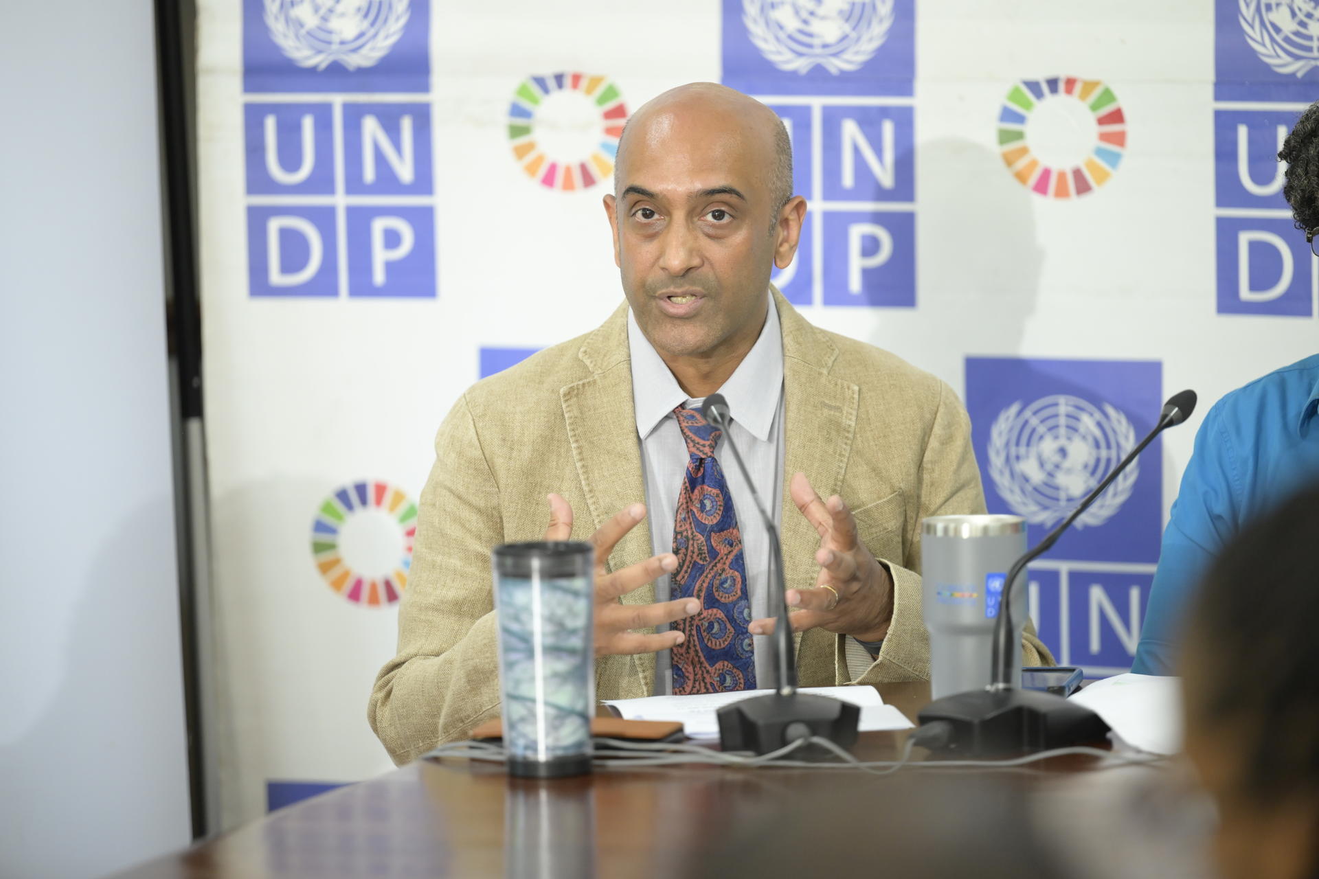 Kishan Khoday addressing Hurricane Ready and Resilient Forum by UNDP