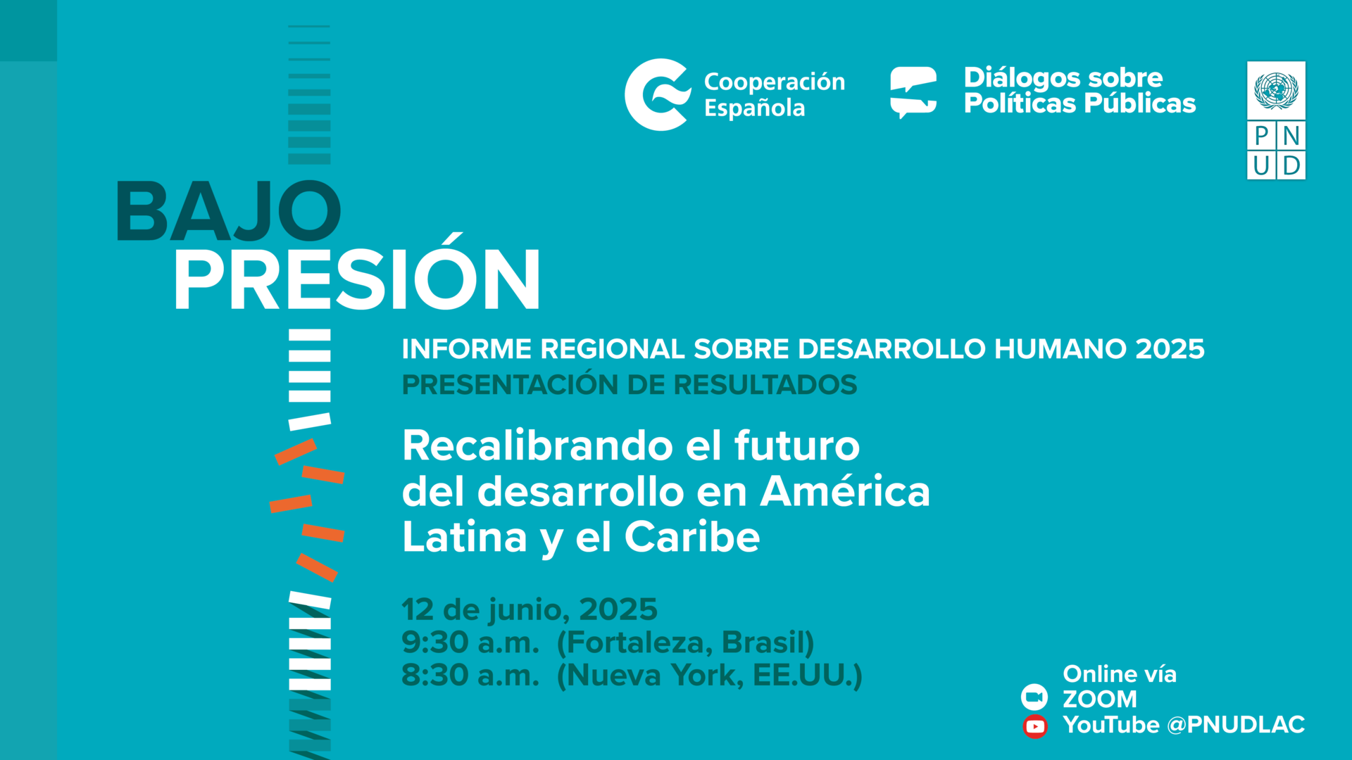 Gráfico turquesa sobre la presentación del Informe Regional de Desarrollo Humano.