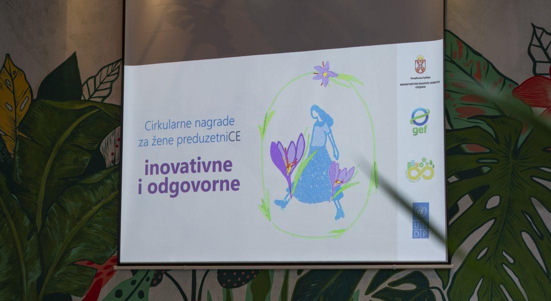 Colorful presentation slide featuring a stylized figure among flowers and green leaves.