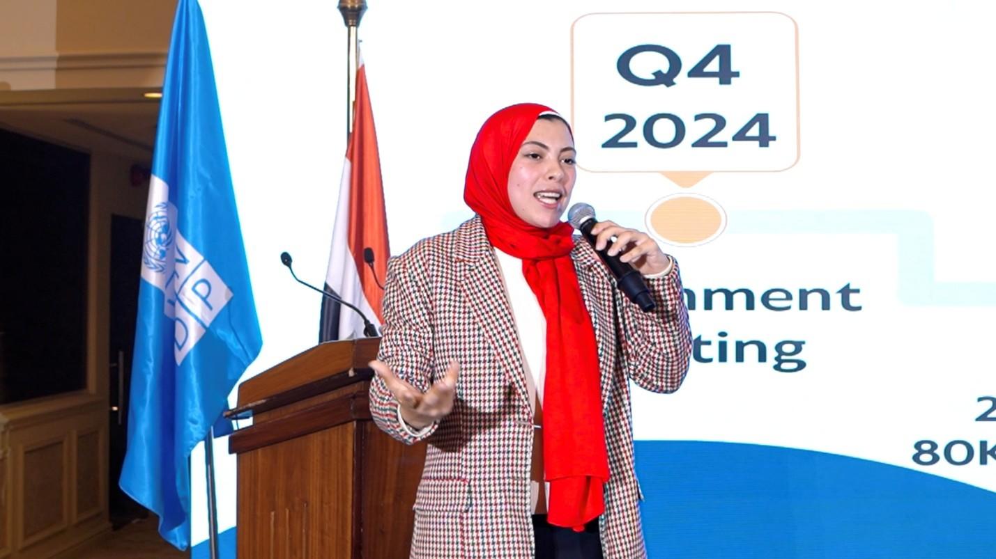Reem El Khouli pitching at UNDP’s Green Growth Conference. Photo: UNDP.