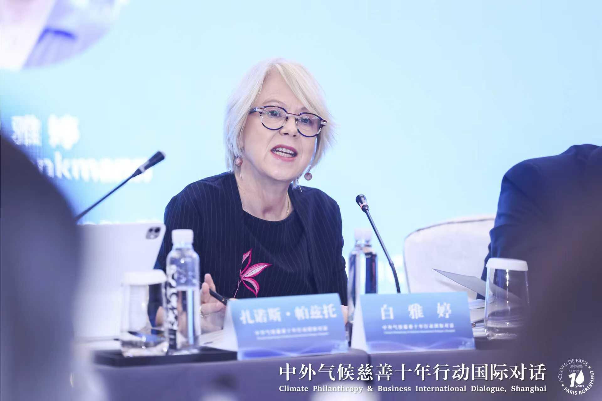 Photograph of panelists at a conference table with microphones and nameplates.