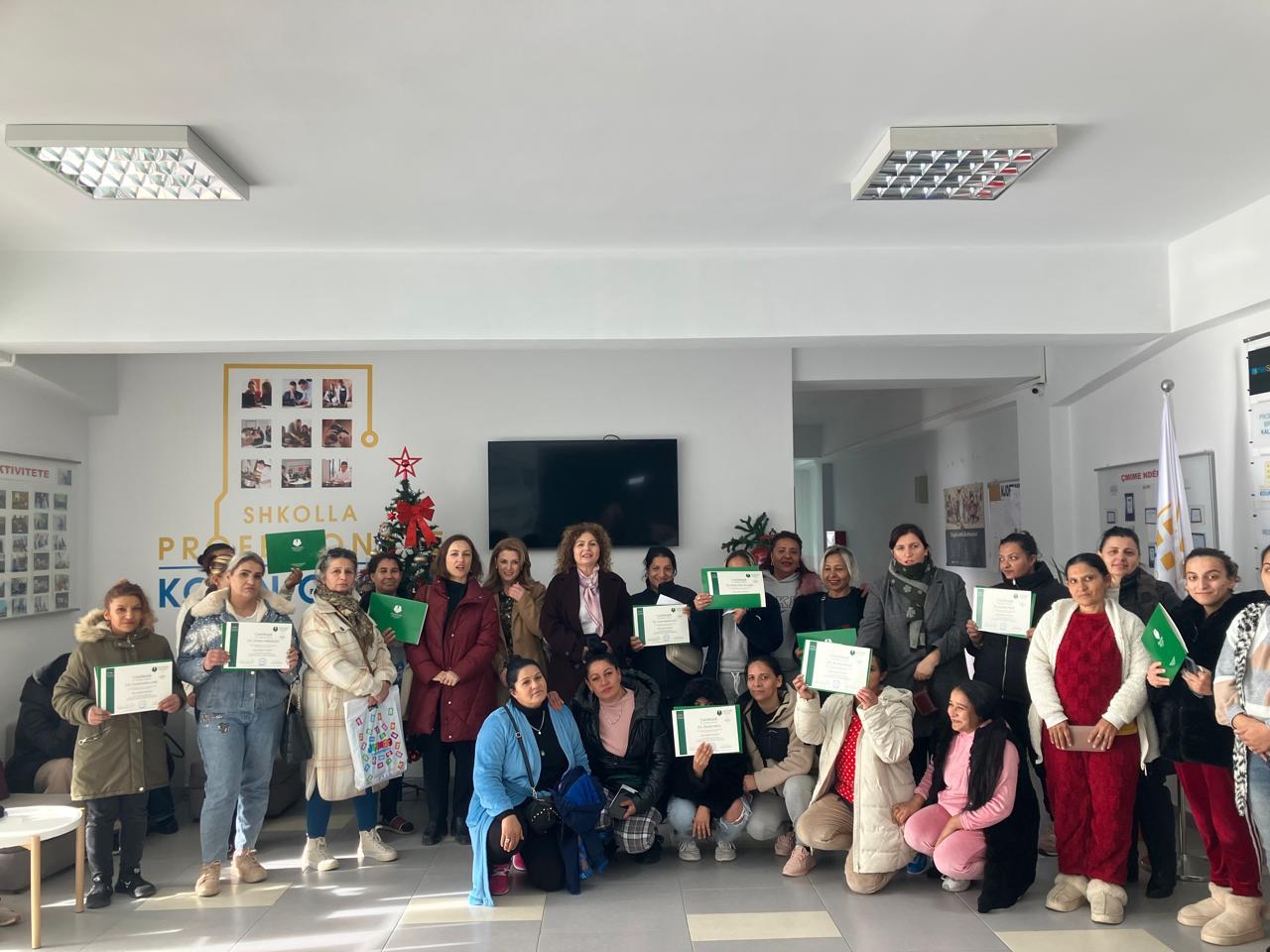 Women getting the training certificates