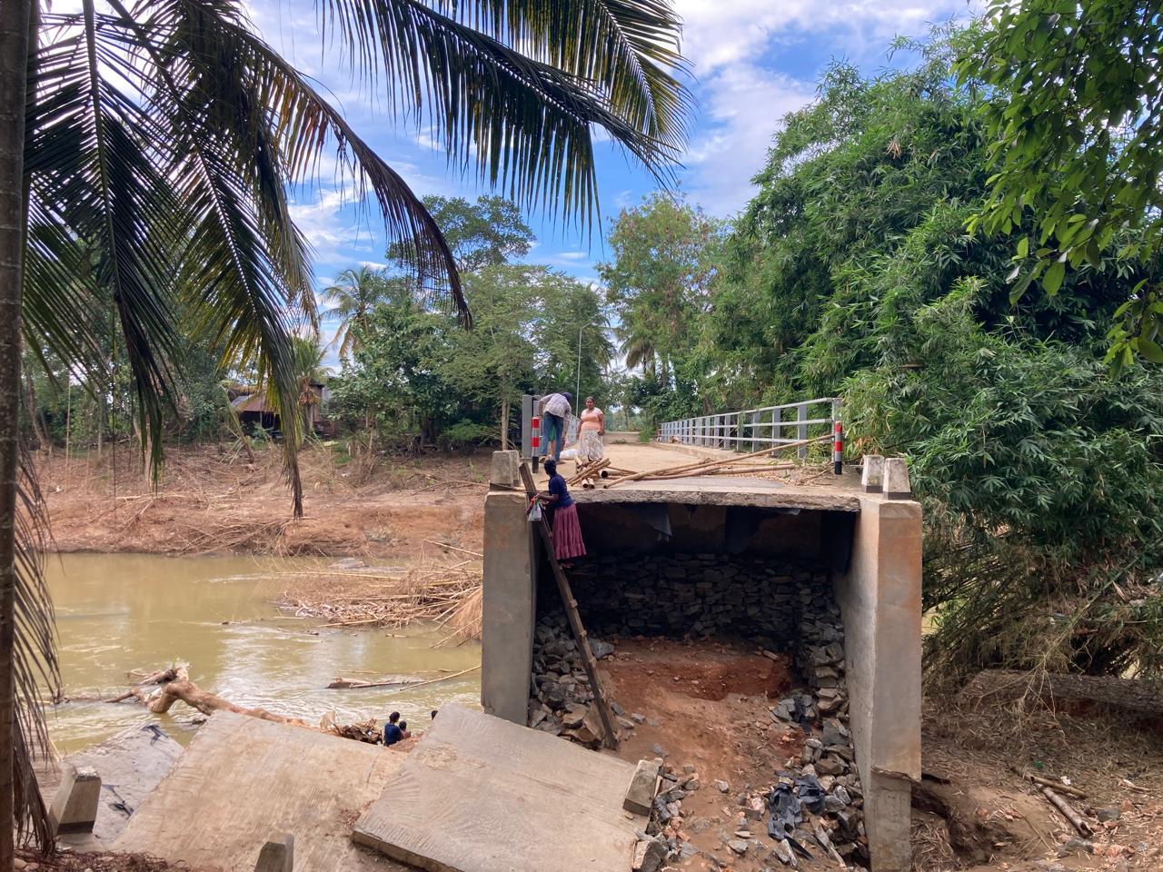 Main access bridge in the area destroyed with the impacts of Cyclone Ditwah