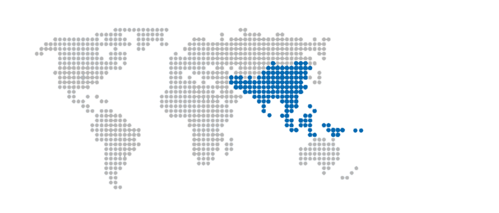 World map graphic with gray continents and blue highlight.