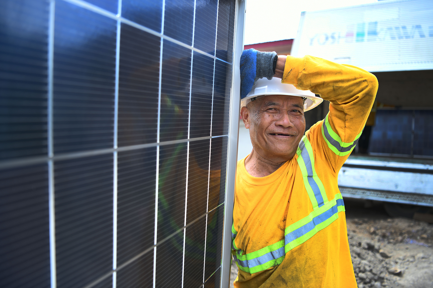 In Wao District, a local worker takes part in installing solar panels in Lanao del Sur—supporting clean energy solutions that strengthen health services and community resilience.