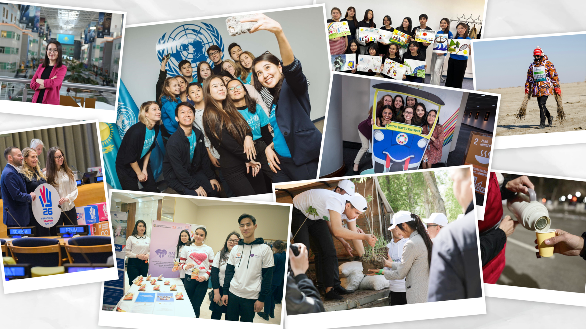Colorful collage of group photos showing students, teams, and celebrations.