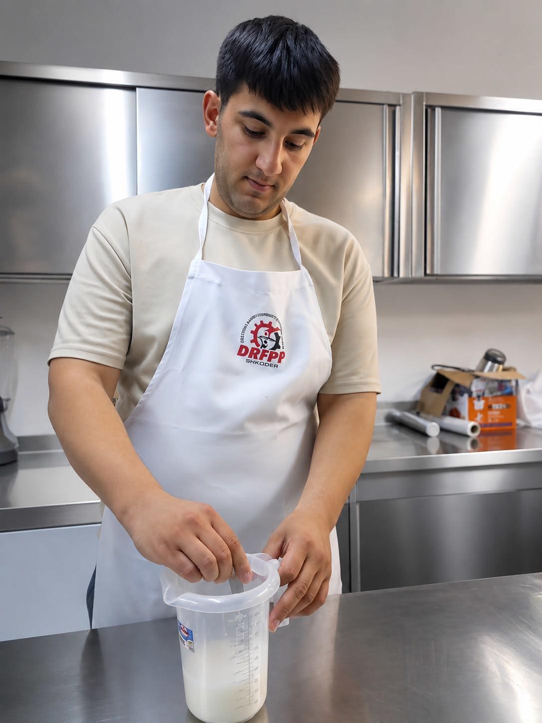 Kristjani at the Vocational Training Centre in Shkodër, where he enrolled in a culinary course after being connected to the Youth Guarantee through outreach efforts