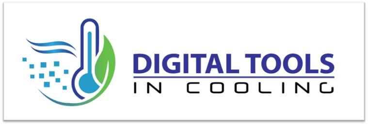 Logo for Digital Tools in Cooling featuring a blue-green circular icon and the text DIGITAL TOOLS IN COOLING.