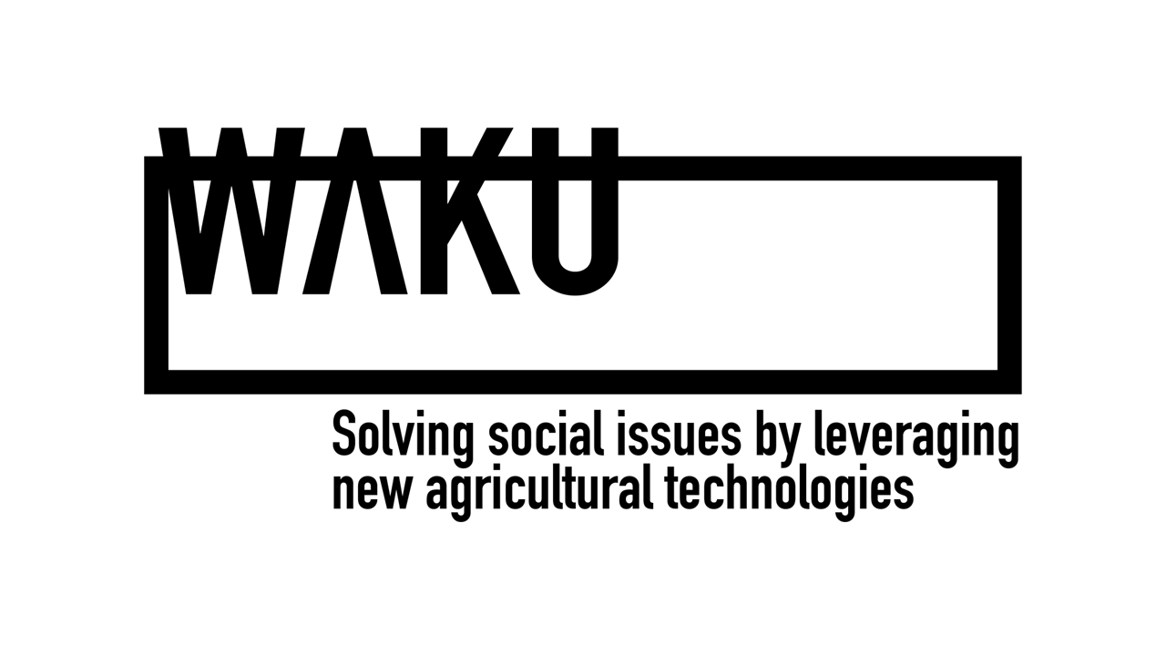 WAKU logo with slogan: Solving social issues by leveraging new agricultural technologies.