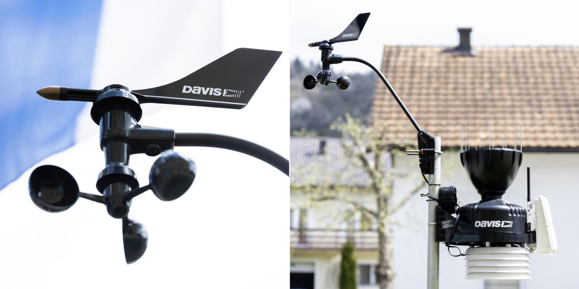 Two security cameras on a mounting arm; a multi-camera pole setup beside a house.
