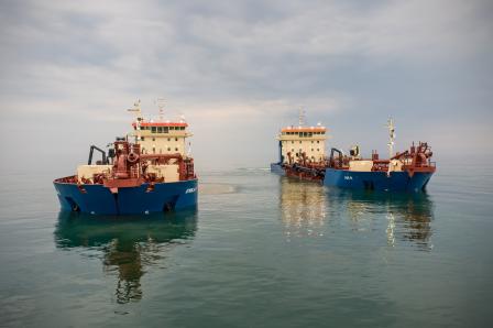Two ships on water