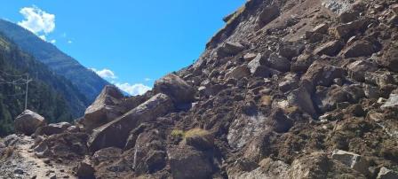 hills with stones falling